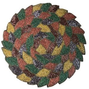 Set of 4 Beaded Fall Leaf Placemats | Harvest Season | NWT